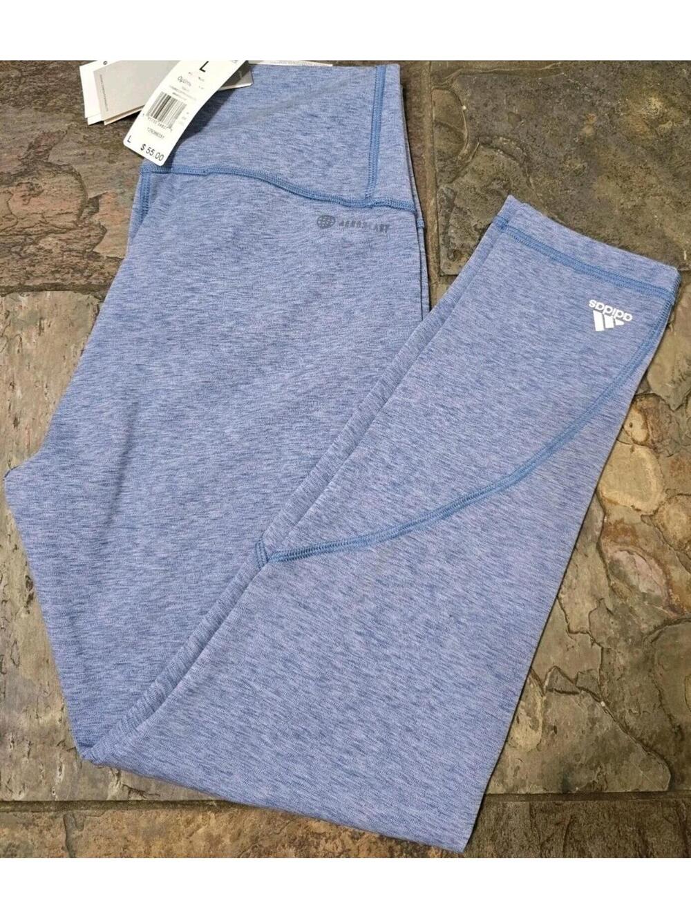 ADIDAS Women's Size L Aeroready Optime 7/8 Tight Fit Leggings Blue NWT $55